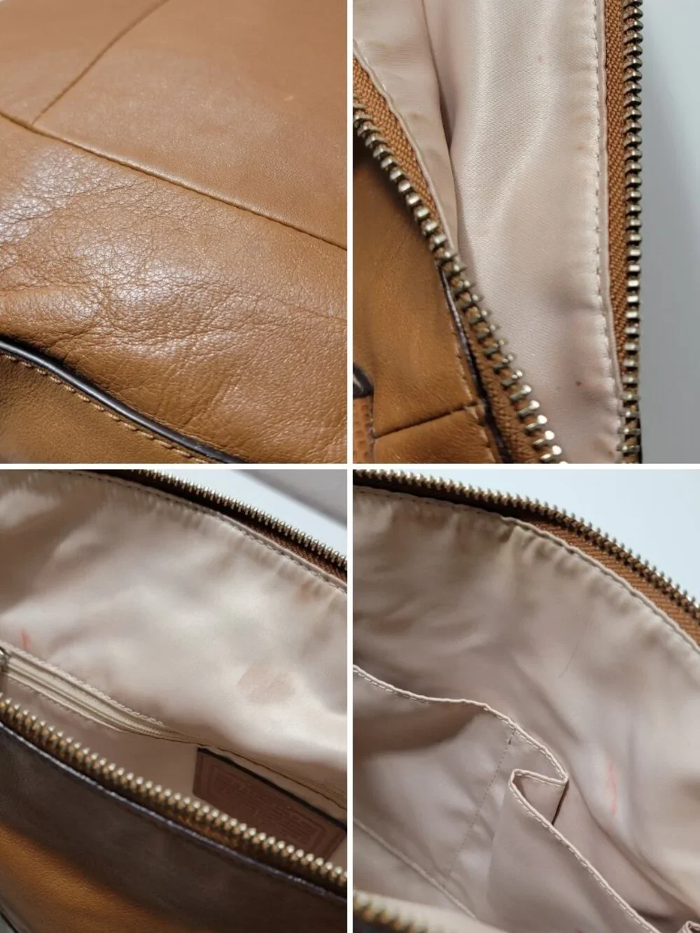 Coach Kristin Round Satchel Leather Hobo Shoulder Bag Brown Large Silver Clasp